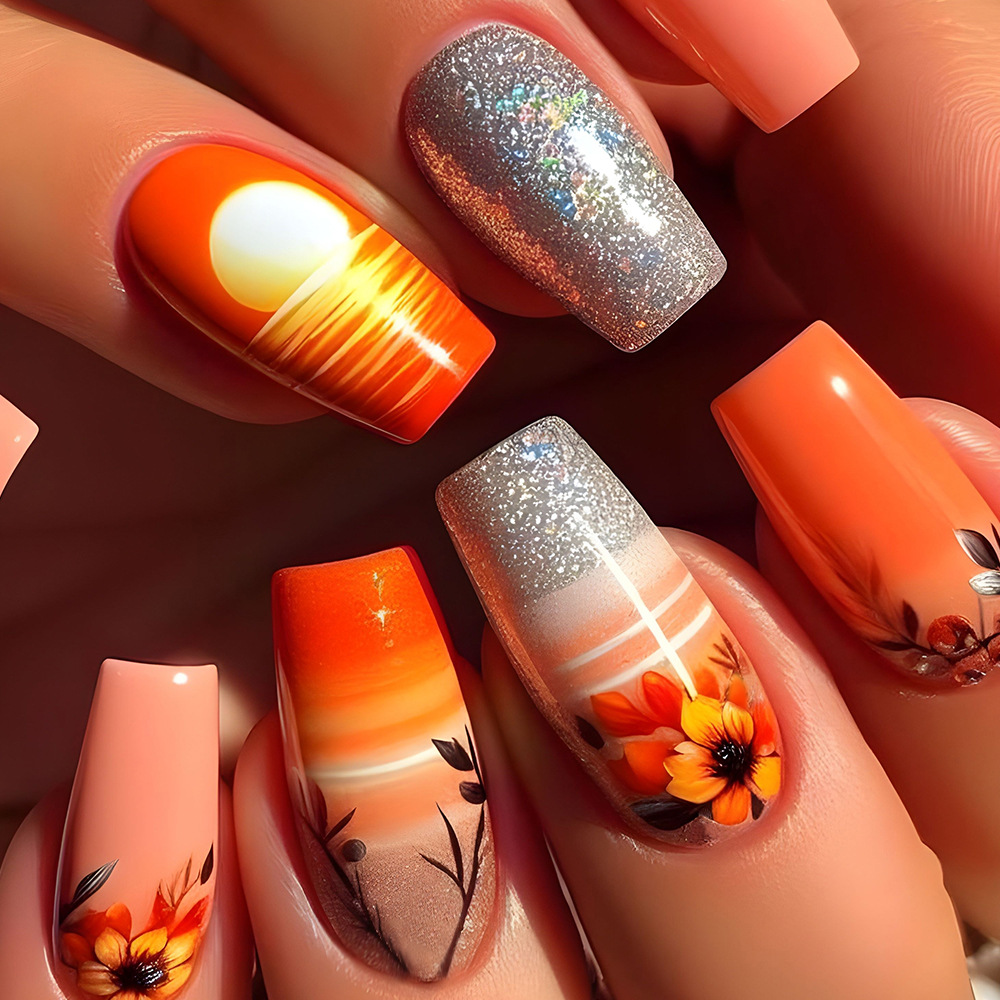 24개 블루 프레스온 네일 스파이시 걸 골드 스트라이프 - Nail Art Press On 리뷰 및 가격